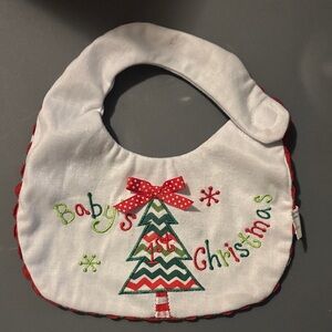 Baby's First Christmas Bib and first Valentine - White and Red